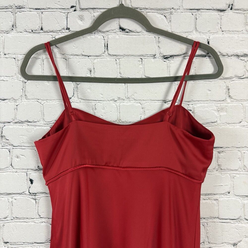 WAYF Red Empire Waist Satin Slip Midi Dress Party Cocktail NWT - Picture 10 of 14
